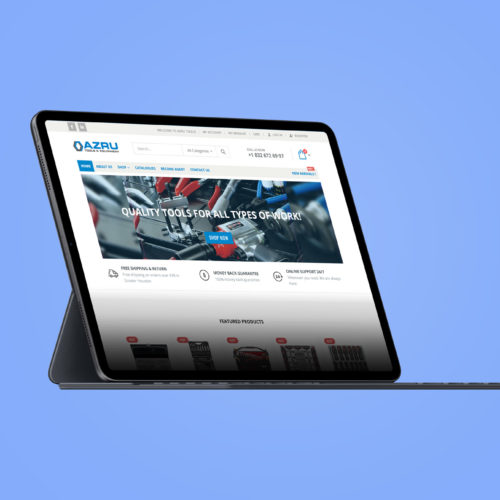 Azru tools car repair speciality tools website. Online shopping website open at tablet